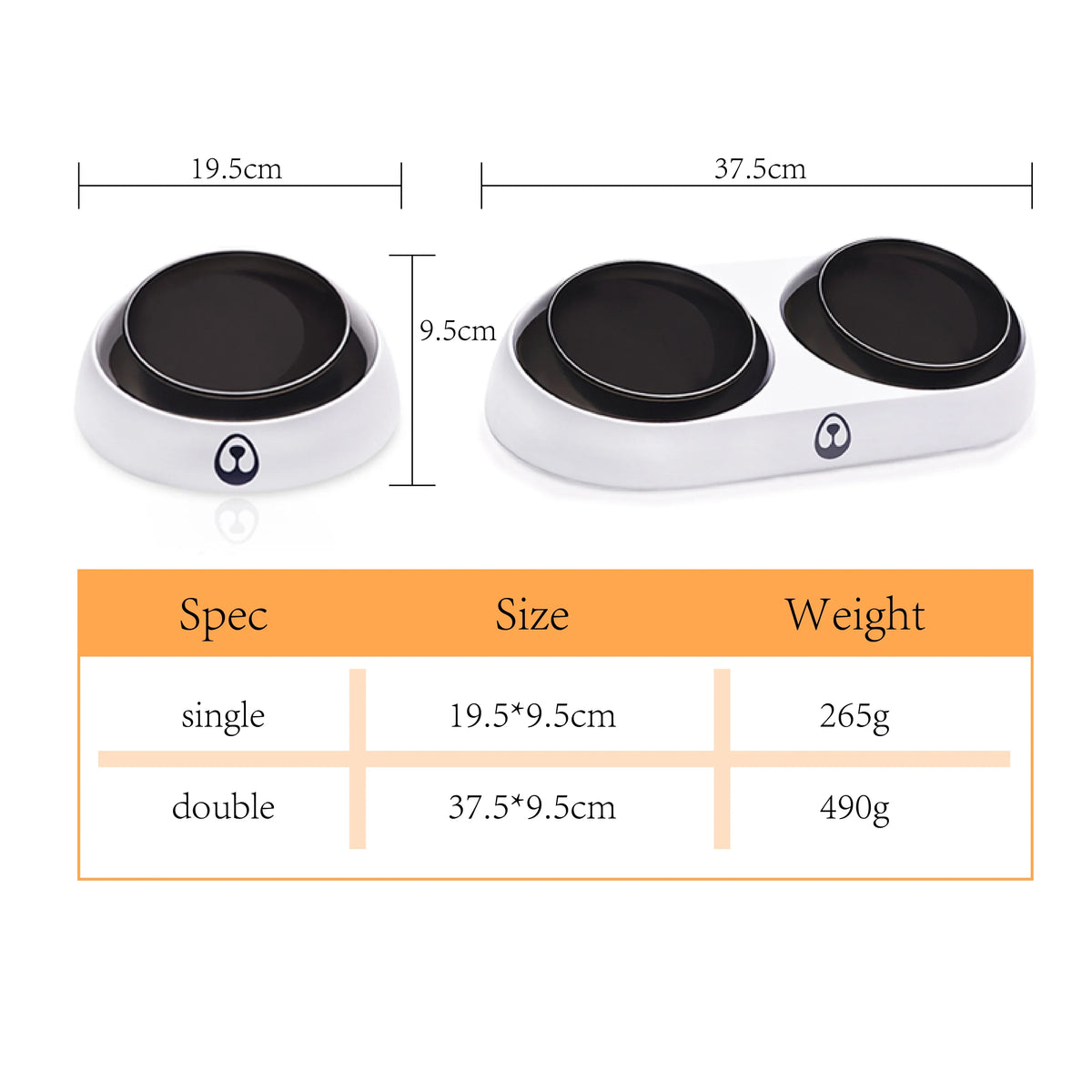 Dog Double Bowl - Food & Water Feeder Dish Set
