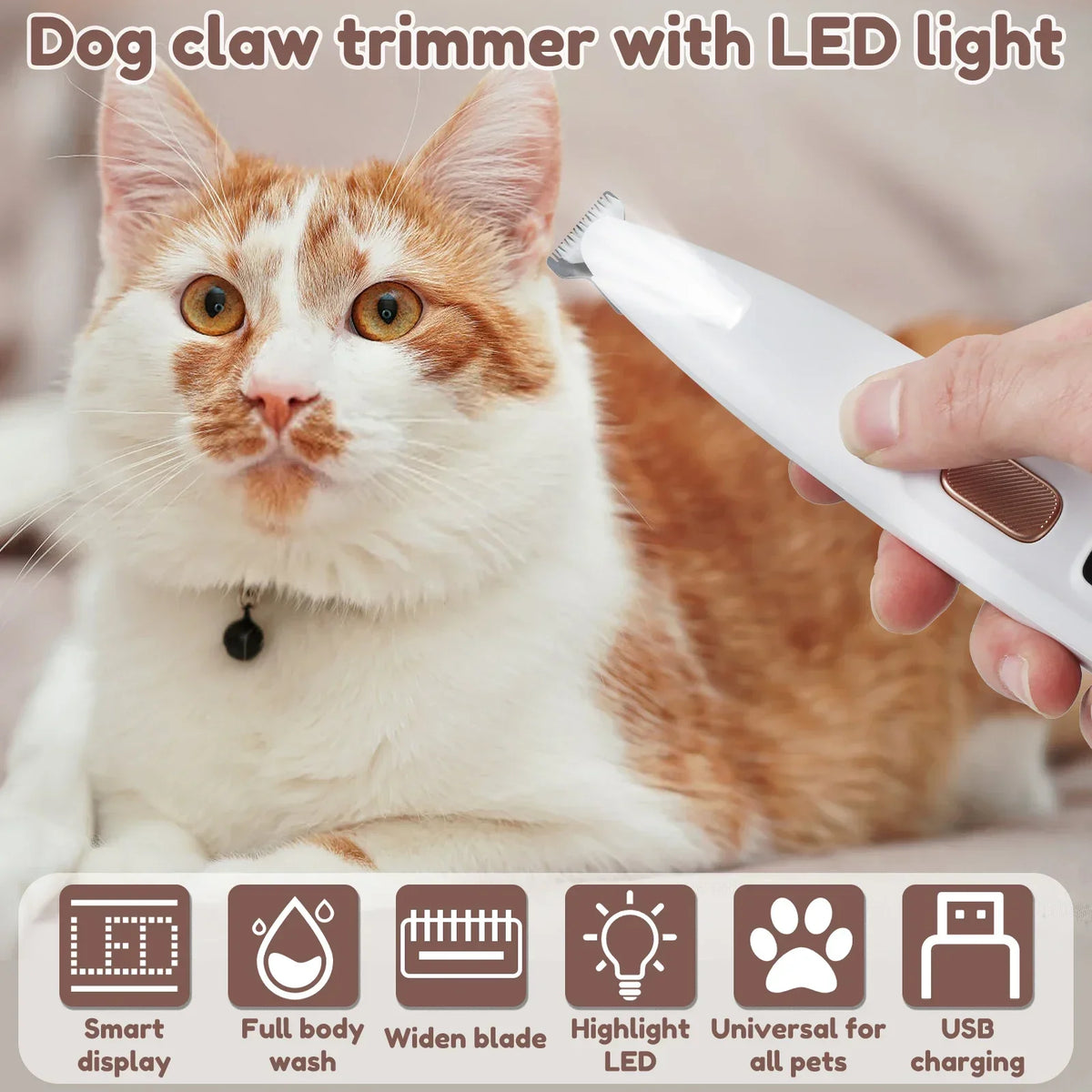 Waterproof LED Dog Paw Trimmer - Clipper