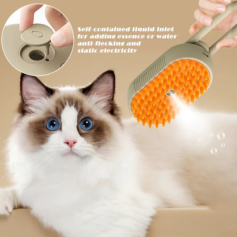 Pet Steam Brush - Massage Grooming Tool