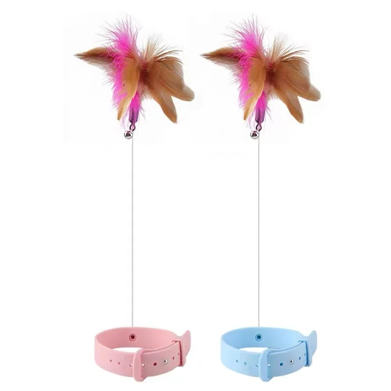 Interactive Cat Feather Teaser Wand with Bell