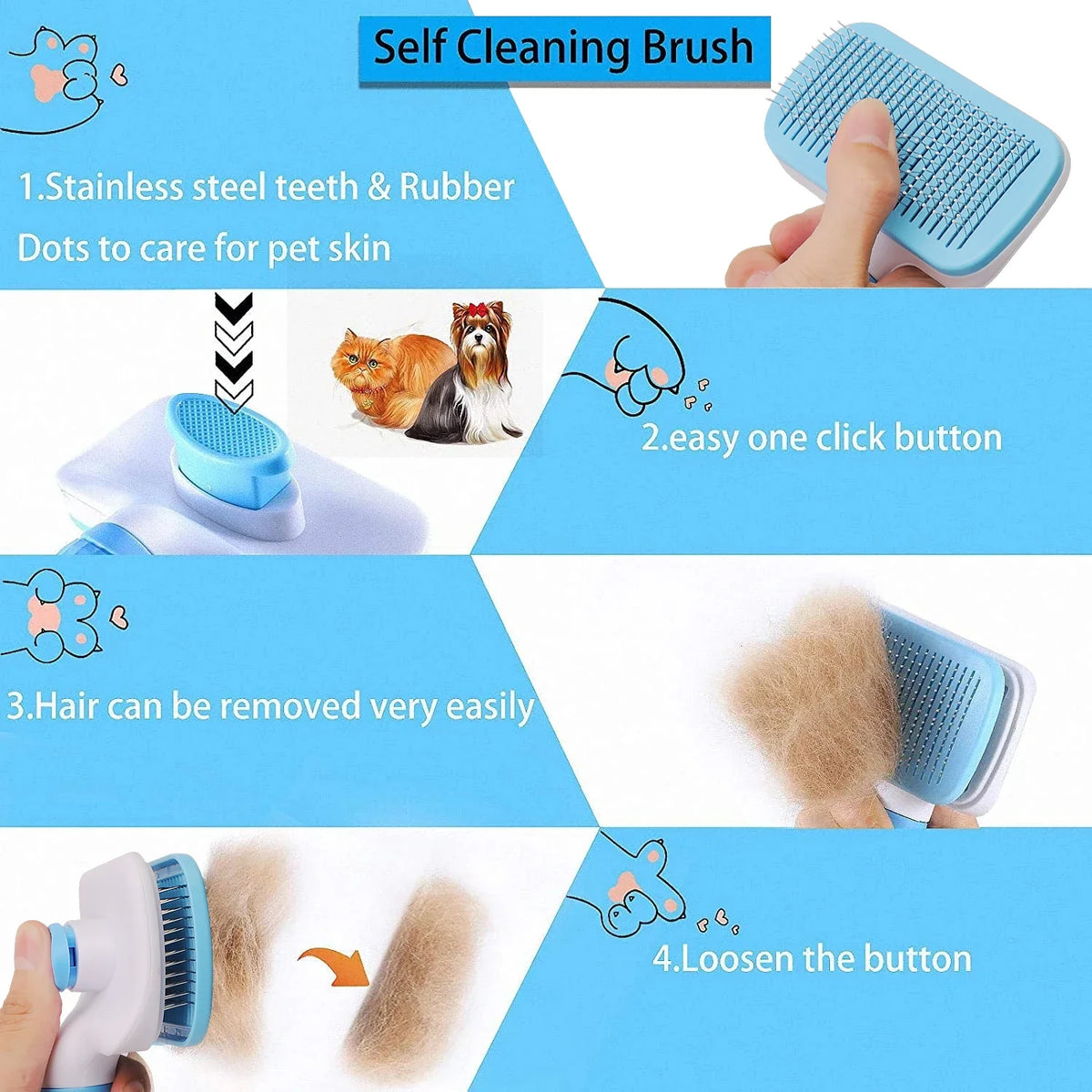 Long-Hair Dog & Cat Grooming Brush - Hair Remover