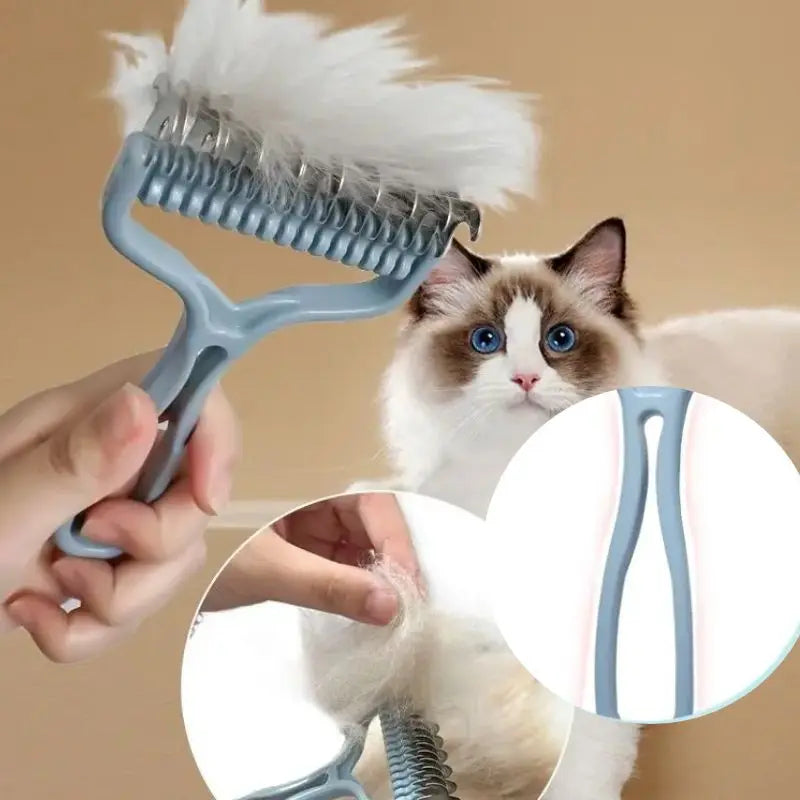 Double-Sided Cat Fur Knot Cutter Brush