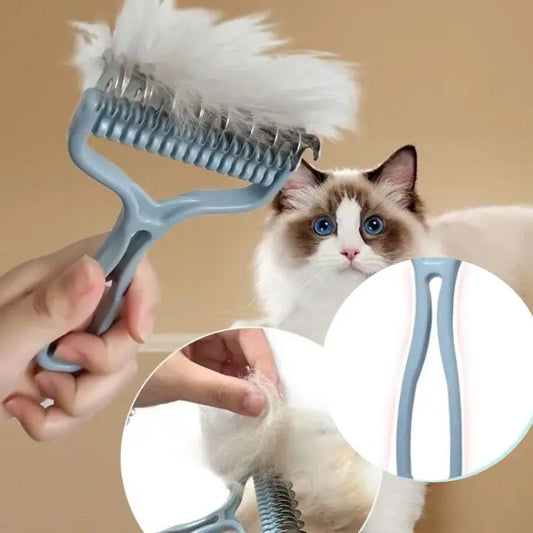Double-Sided Cat Fur Knot Cutter Brush