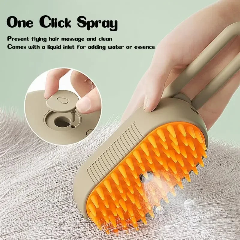 3-in-1 Electric Cat & Dog Steamer Brush