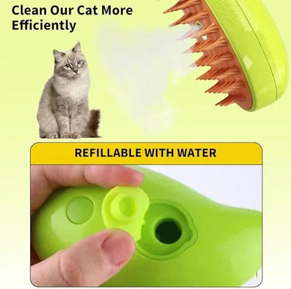 3-in-1 Electric Steamer Brush for Dogs & Cats