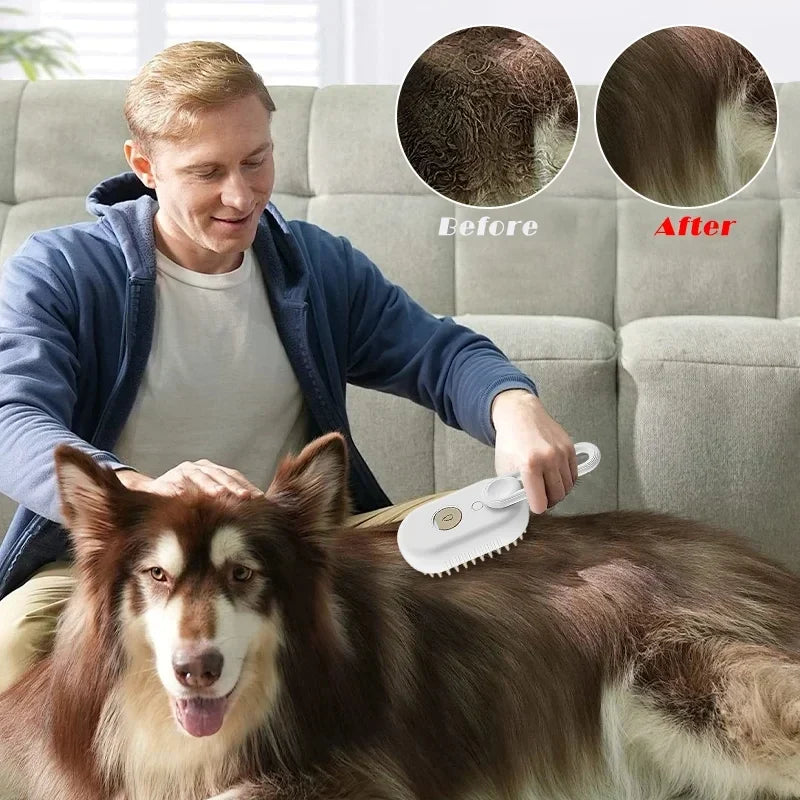 3-in-1 Pet Steam Brush - Cleaning & Massage Comb