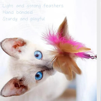 Interactive Cat Feather Teaser Wand with Bell