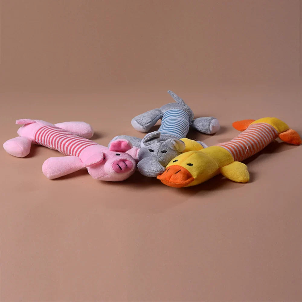 Squeaky Plush Dog Toy - Animal Sound Chew Toy