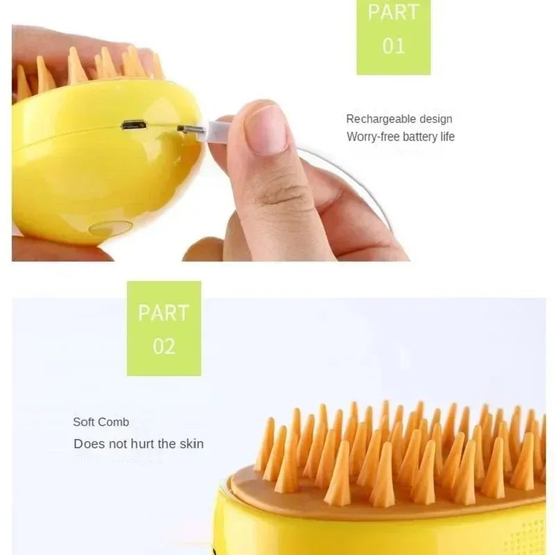 3-in-1 Electric Dog Steamer Brush - Grooming Tool