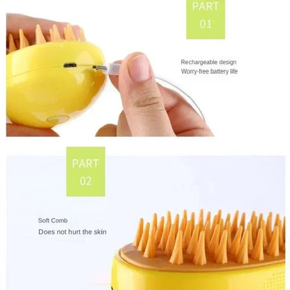 3-in-1 Electric Dog Steamer Brush - Grooming Tool