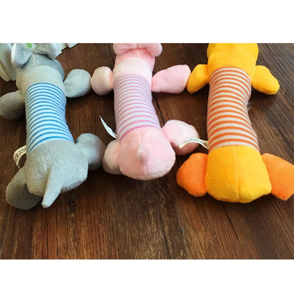 Squeaky Plush Dog Toy - Animal Sound Chew Toy