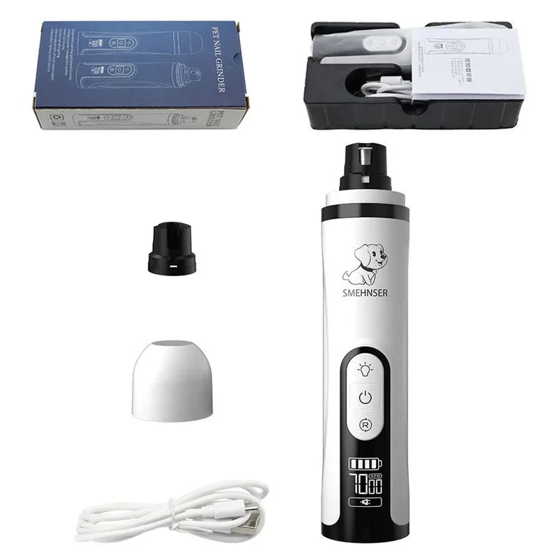 Electric Pet Nail Grinder - USB Rechargeable LED