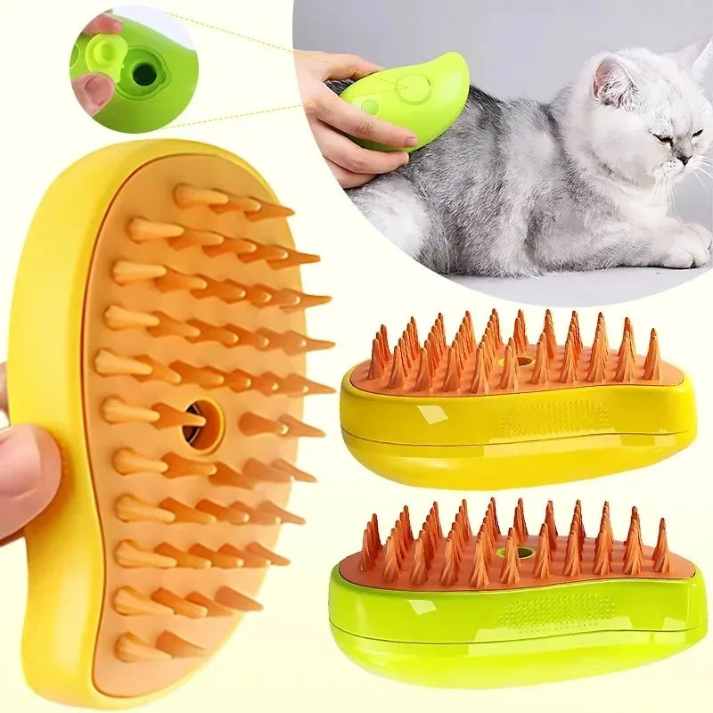 3-in-1 Electric Dog Steamer Brush - Grooming Tool
