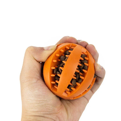 Rubber Treat Ball Toy with Rope for Dogs