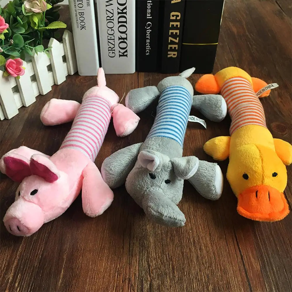 Squeaky Plush Dog Toy - Animal Sound Chew Toy