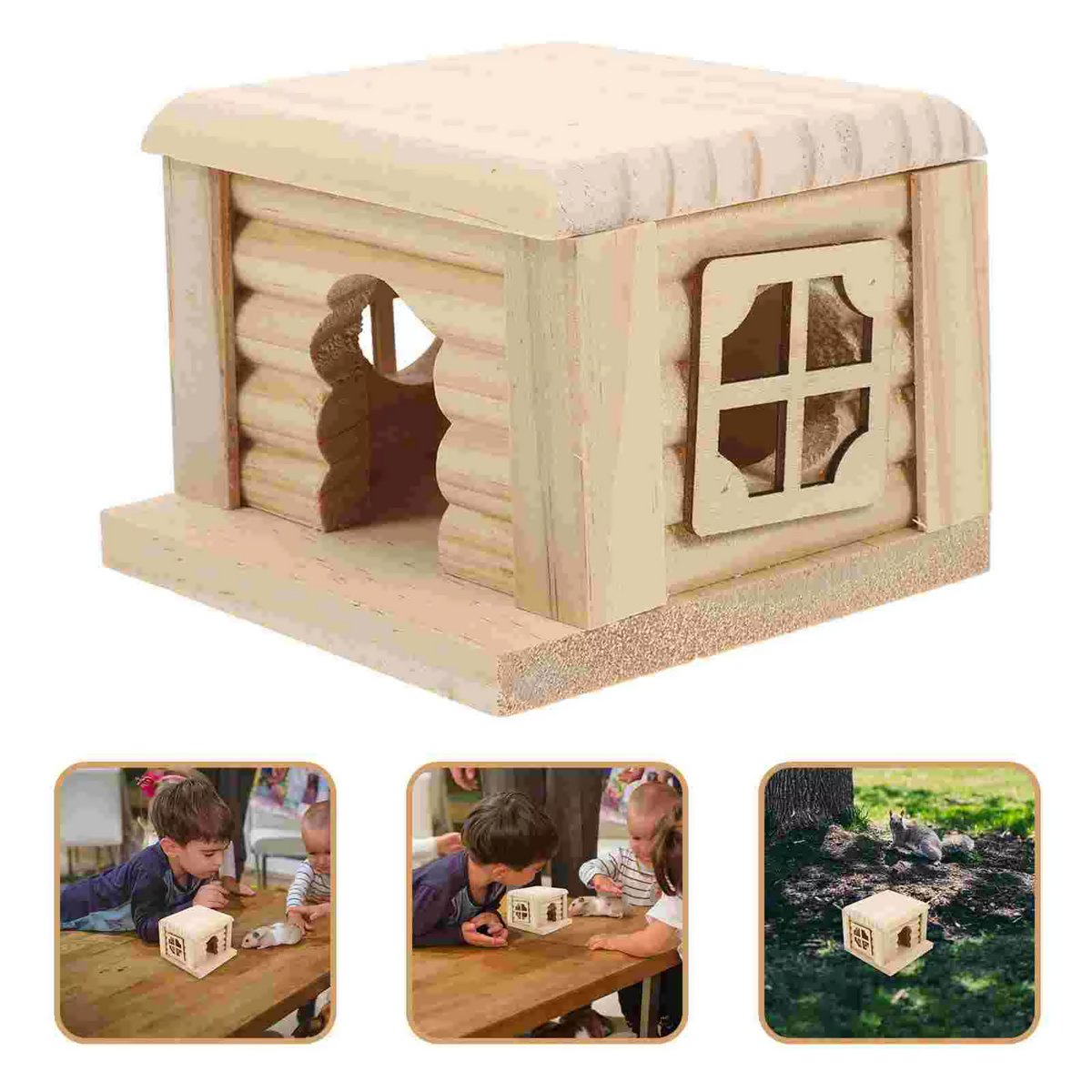 Wooden Hamster House - Small Pet Hideout Toy