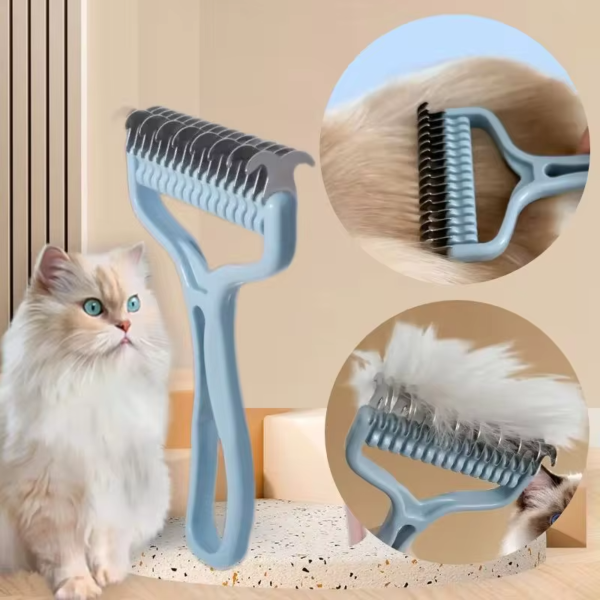 Double-Sided Cat Fur Knot Cutter Brush